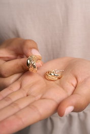 Heliophilia Silver Pendientes de Oro Dorado con Recubrimiento de Laca